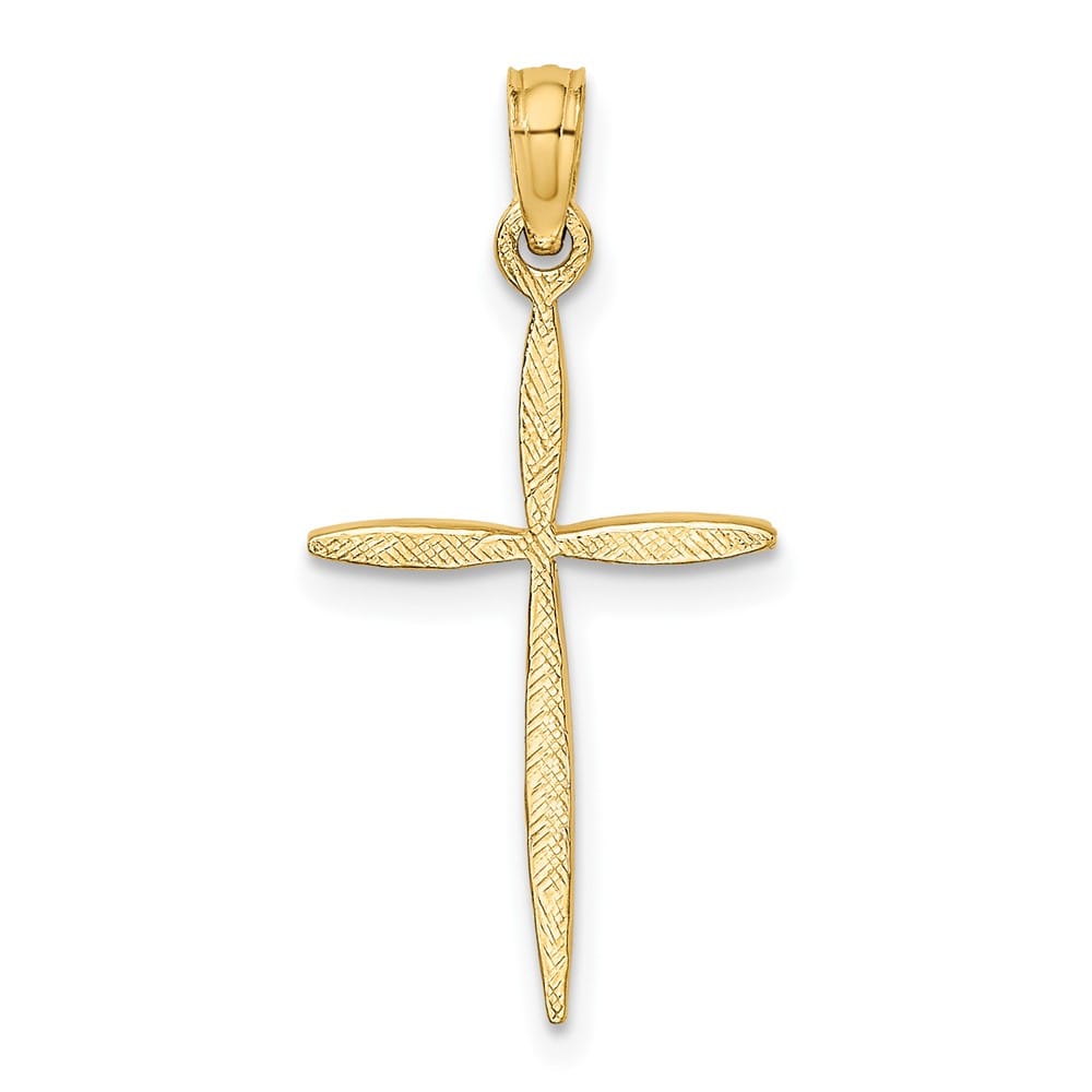 10K Yellow Gold Polished D.C. Medium with Tapered Ends Cross Charm