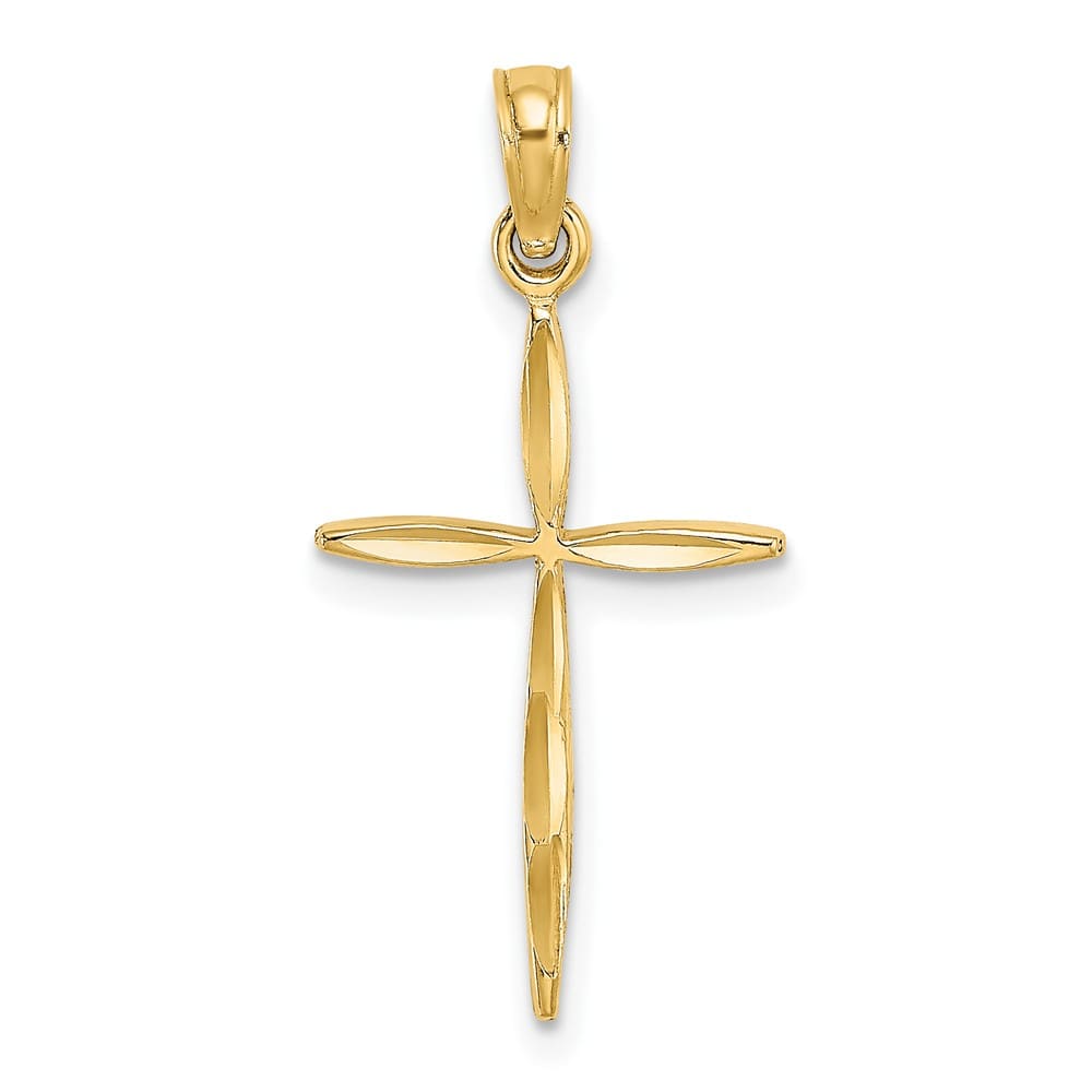 10K Yellow Gold Polished D.C. Medium with Tapered Ends Cross Charm