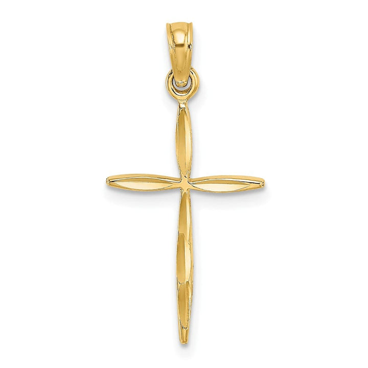 10K Yellow Gold Polished D.C. Medium with Tapered Ends Cross Charm