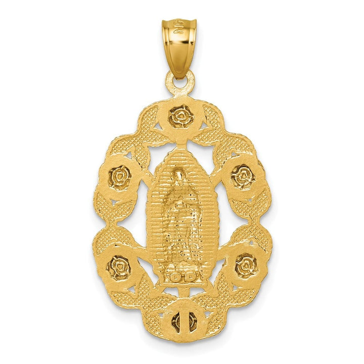 10K Yellow Gold Polished D.C. Our Lady of Guadalupe with Flowers Medal
