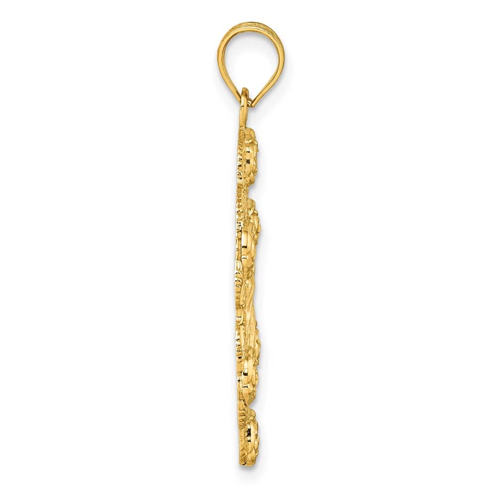 10K Yellow Gold Polished D.C. Our Lady of Guadalupe with Flowers Medal