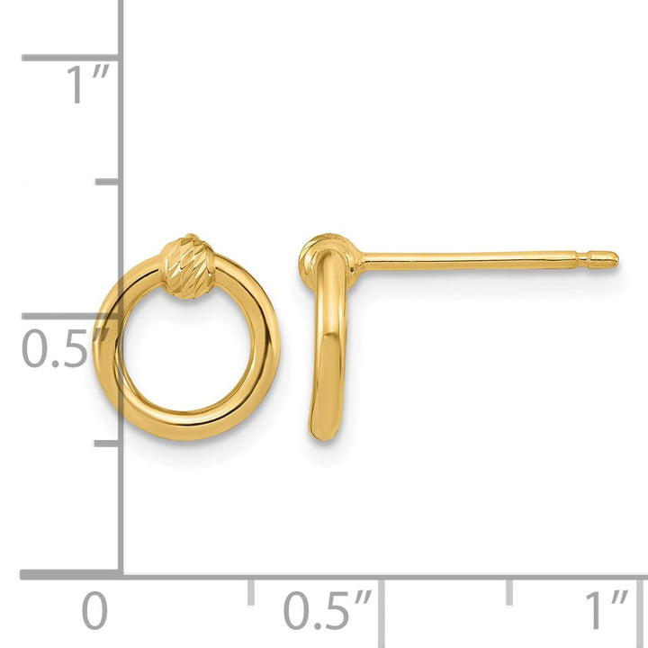 10k Yellow Gold Polished Diamond-cut 10mm Circle Post Earrings