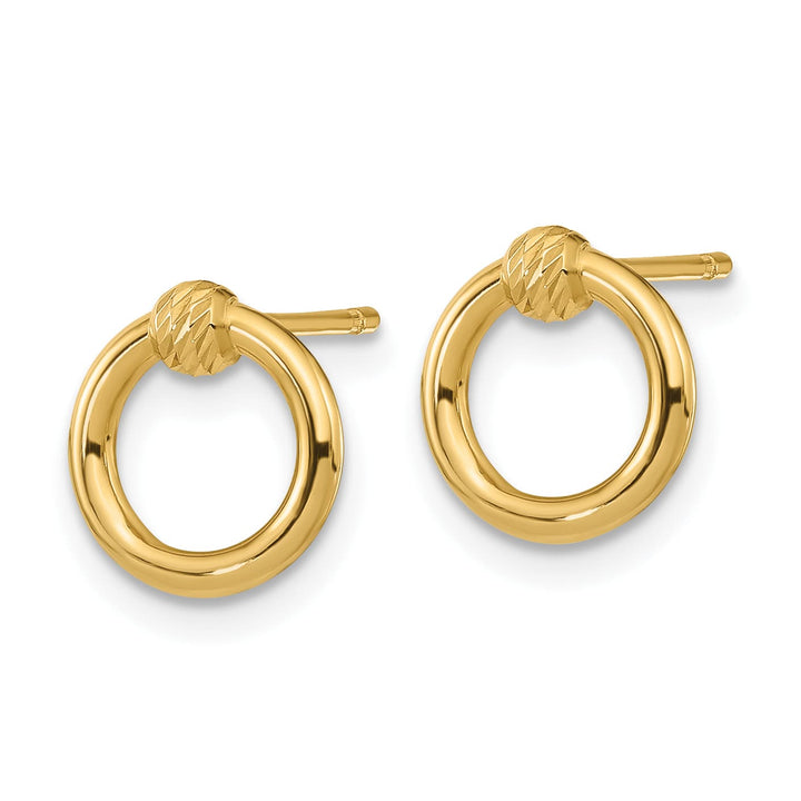 10k Yellow Gold Polished Diamond-cut 10mm Circle Post Earrings