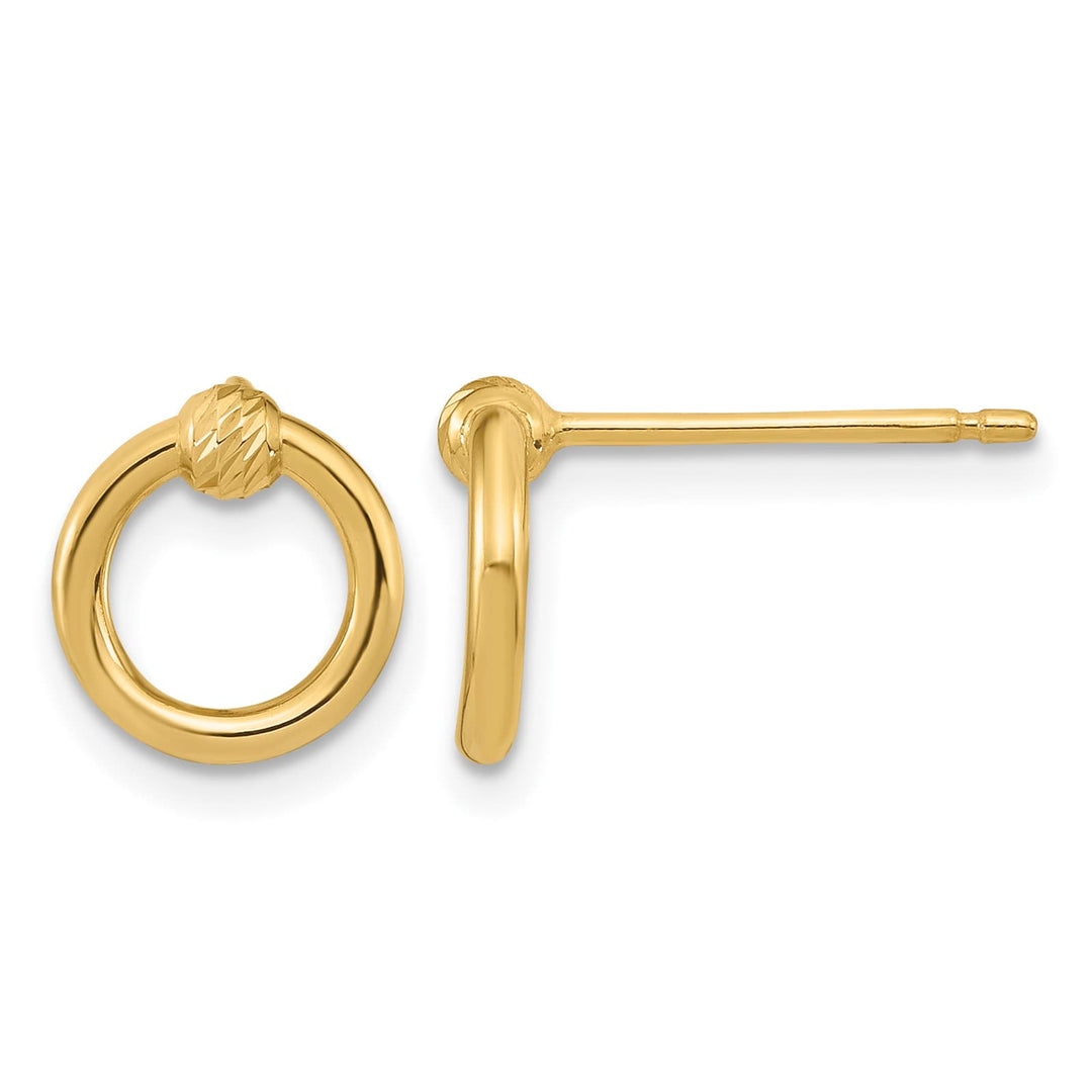 10k Yellow Gold Polished Diamond-cut 10mm Circle Post Earrings