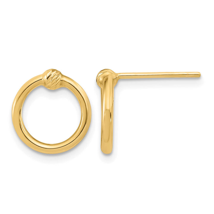 10k Yellow Gold Polished Diamond-cut 12mm Circle Post Earrings