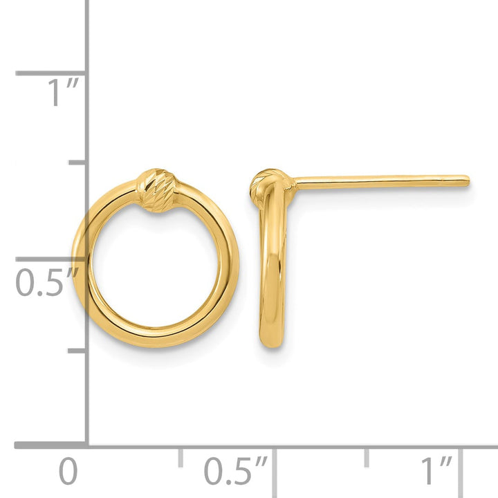 10k Yellow Gold Polished Diamond-cut 12mm Circle Post Earrings