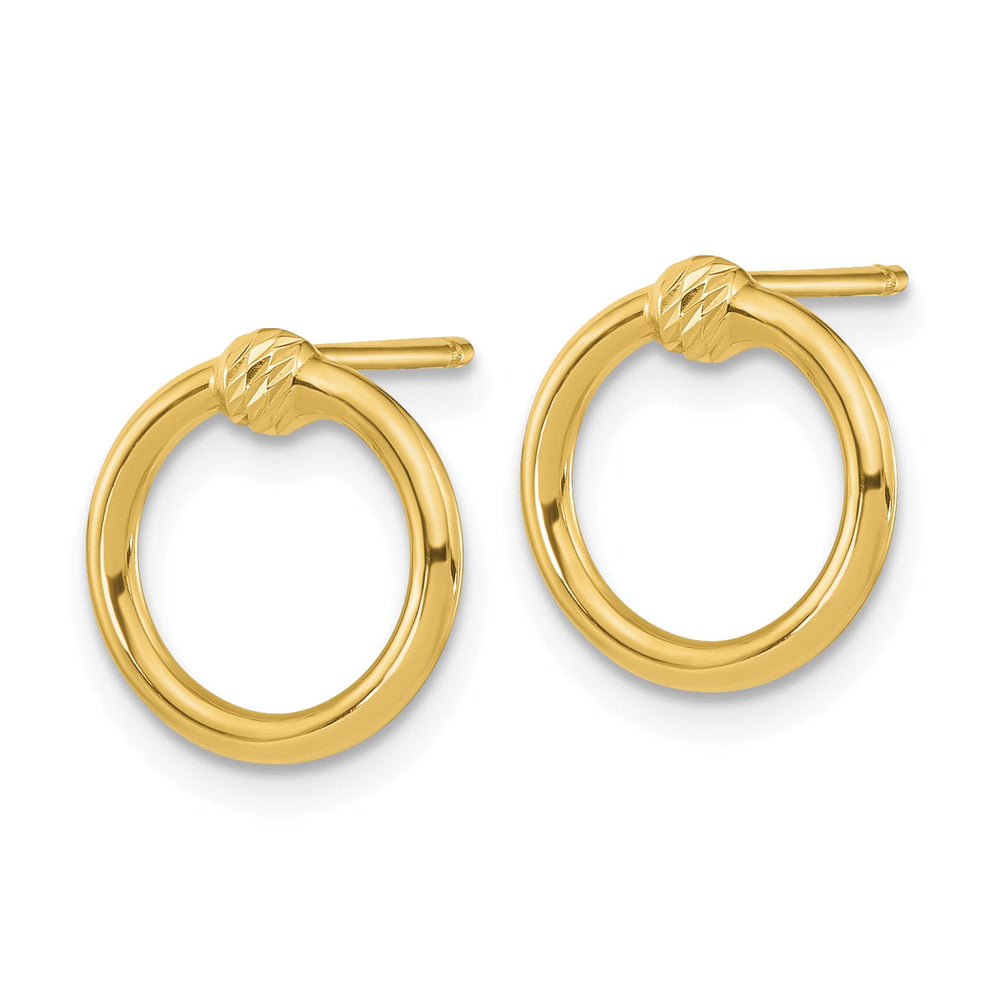 10k Yellow Gold Polished Diamond-cut 12mm Circle Post Earrings
