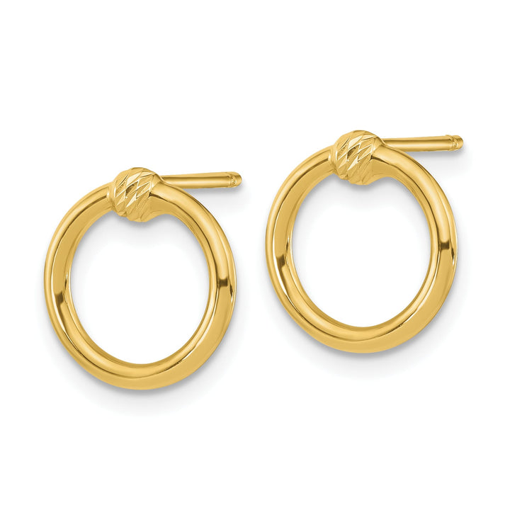 10k Yellow Gold Polished Diamond-cut 12mm Circle Post Earrings
