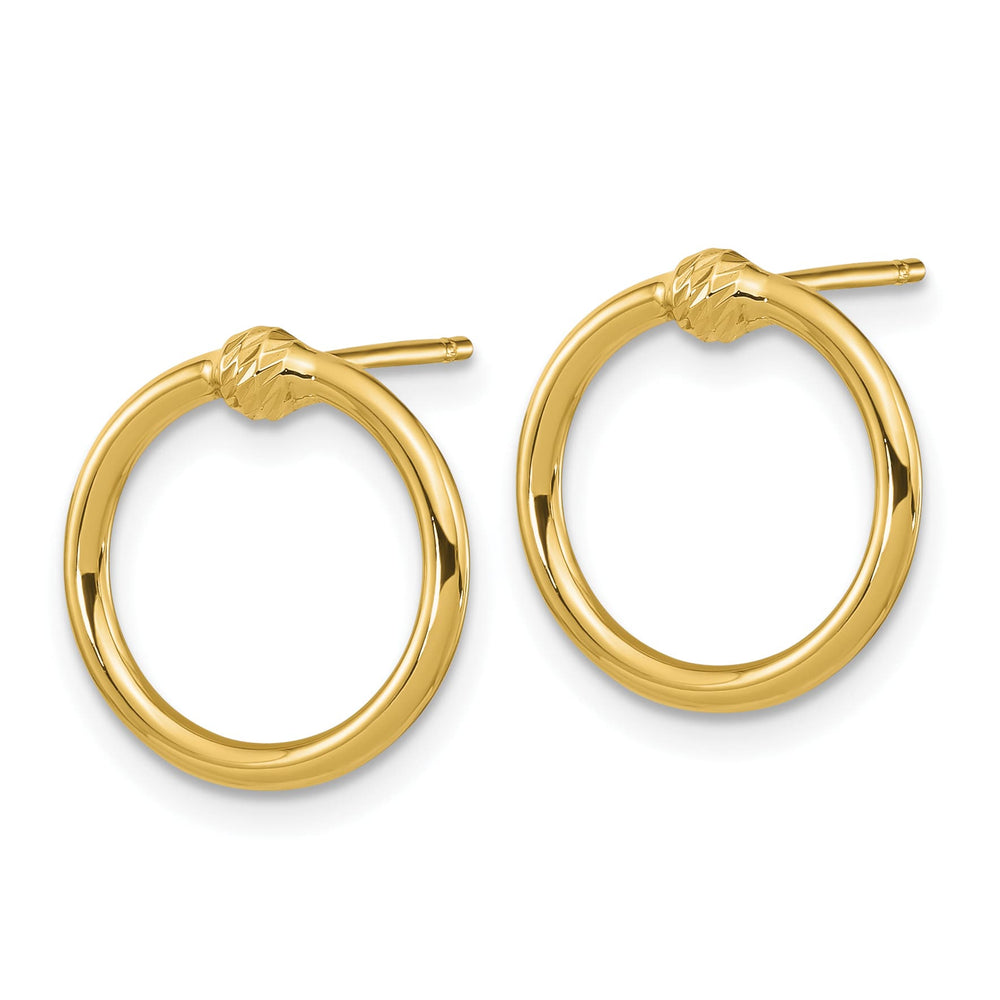 10k Yellow Gold Polished Diamond-cut 14mm Circle Post Earrings