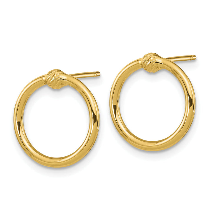 10k Yellow Gold Polished Diamond-cut 14mm Circle Post Earrings