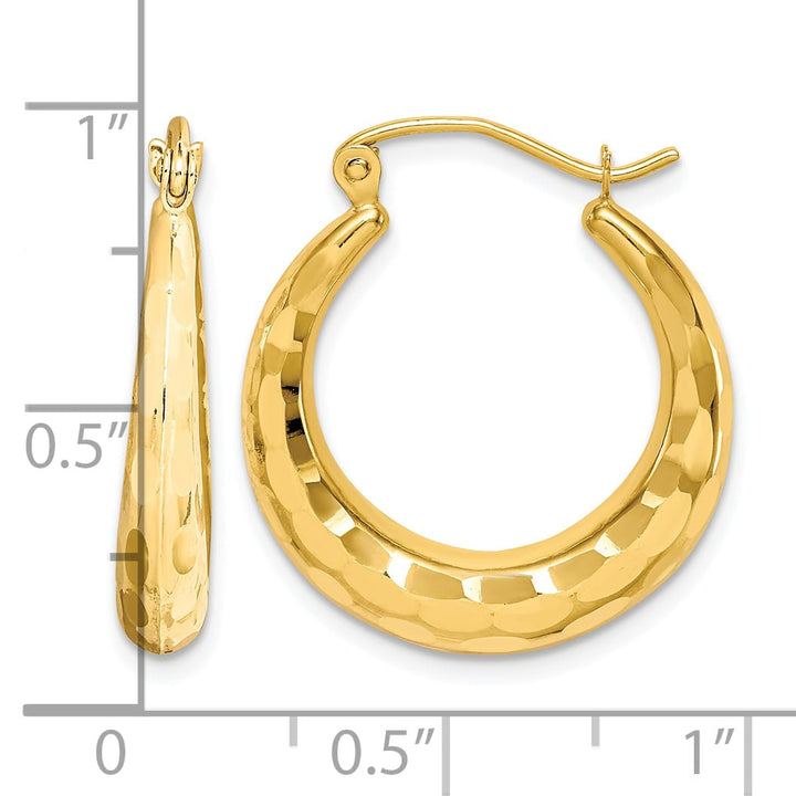 10k Yellow Gold Polished & Diamond Cut Hoop Earrings