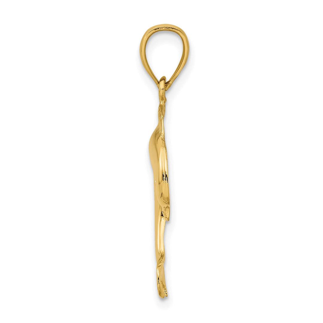 10K Yellow Gold Polished Dolphin Jumping Charm