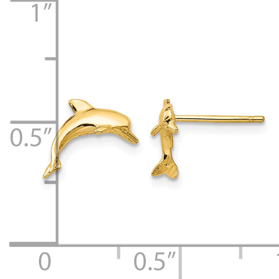 10k Yellow Gold Polished Dolphin Post Earrings