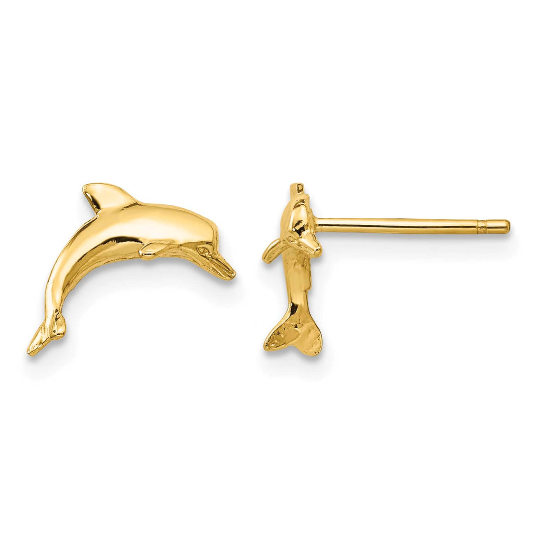 10k Yellow Gold Polished Dolphin Post Earrings