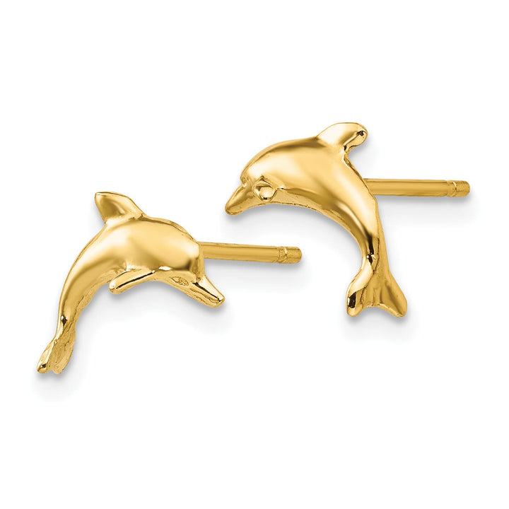 10k Yellow Gold Polished Dolphin Post Earrings