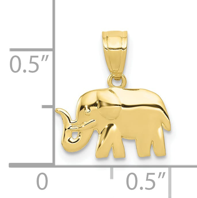 10K Yellow Gold Polished Elephant Charm, Large