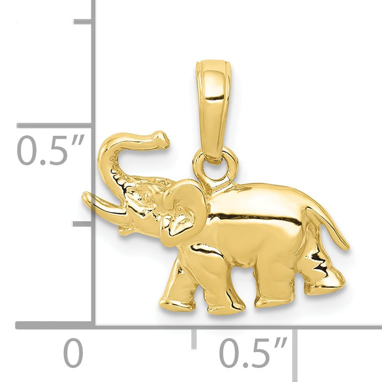 10K Yellow Gold Polished Elephant Charm, Small