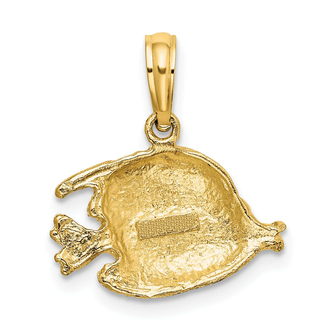 10K Yellow Gold Polished Engraved Banner Fish Charm, Small