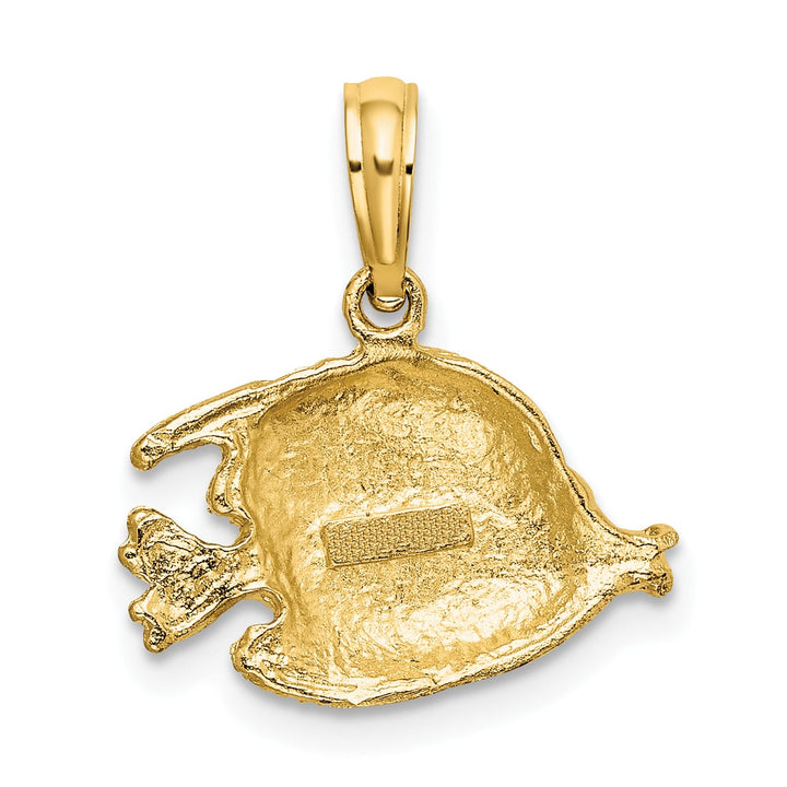 10K Yellow Gold Polished Engraved Banner Fish Charm, Small