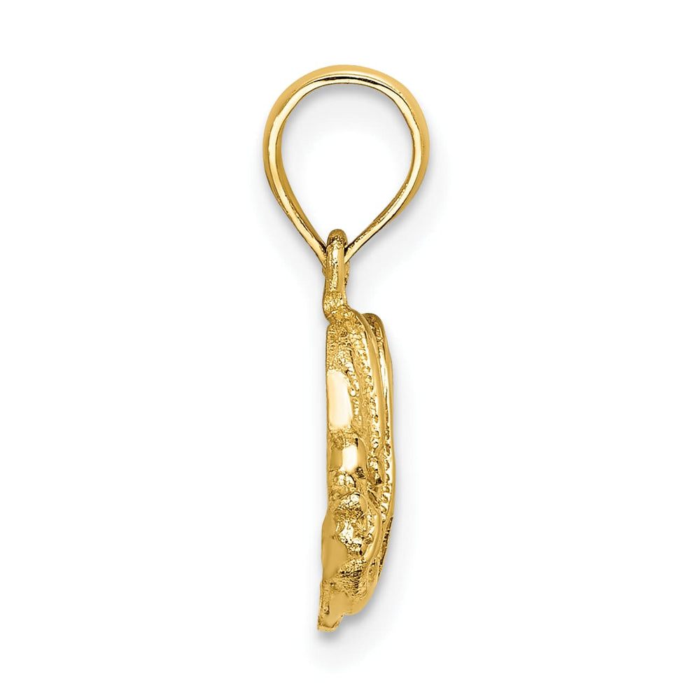 10K Yellow Gold Polished Engraved Banner Fish Charm, Small