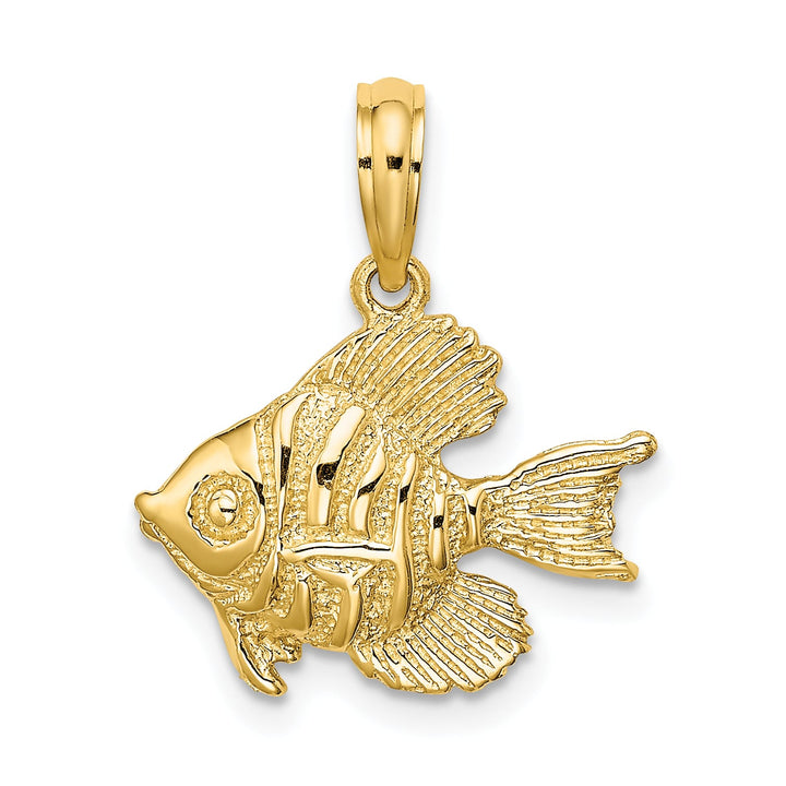 10K Yellow Gold Polished Engraved Fish Charm