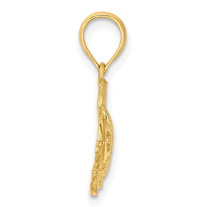 10K Yellow Gold Polished Engraved Fish Charm