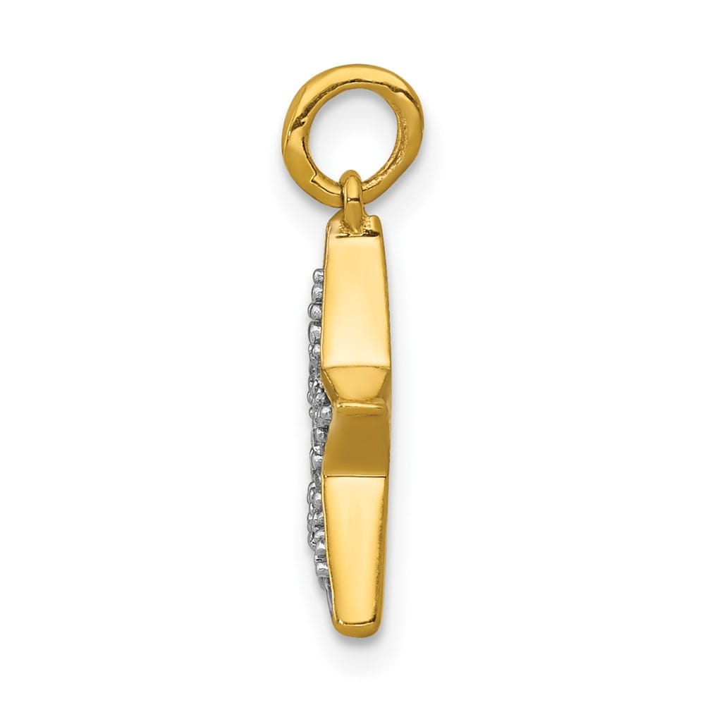 10K Yellow Gold Polished Extra Large 1/20 ct Diamond Star Charm