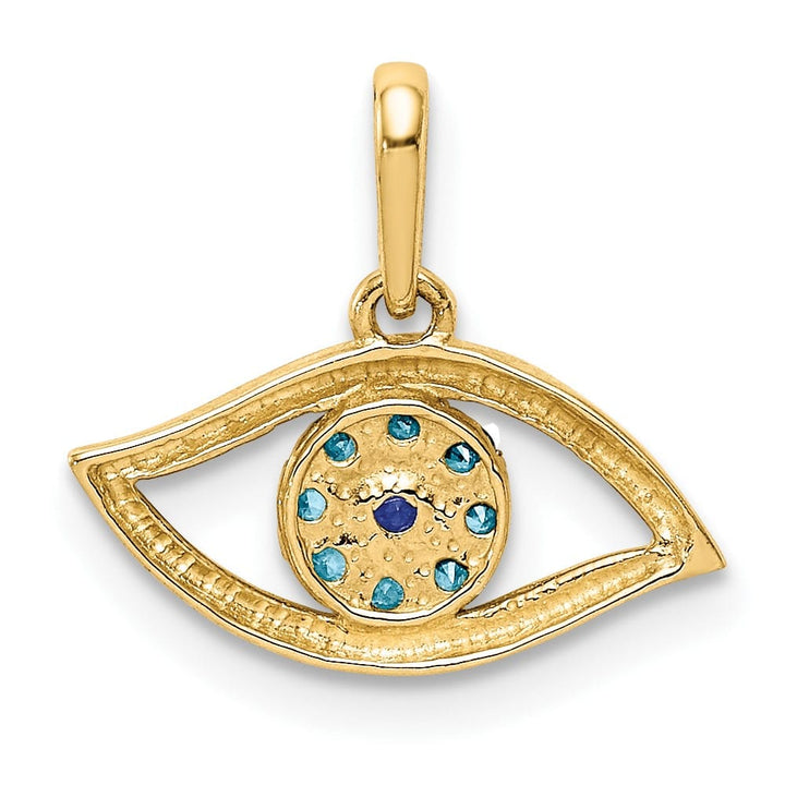 10K Yellow Gold Polished Extra Large Blue CZ Eye Pendant