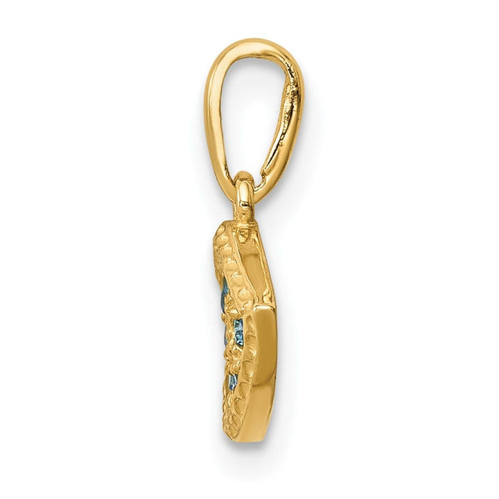 10K Yellow Gold Polished Extra Large Blue CZ Eye Pendant