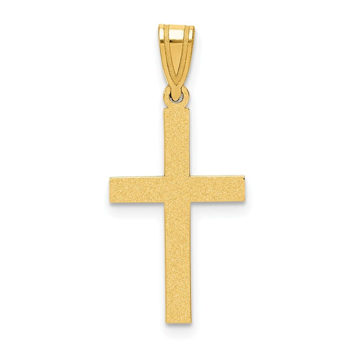 10K Yellow Gold Polished Extra Large Sandblasted Latin Cross Pendant