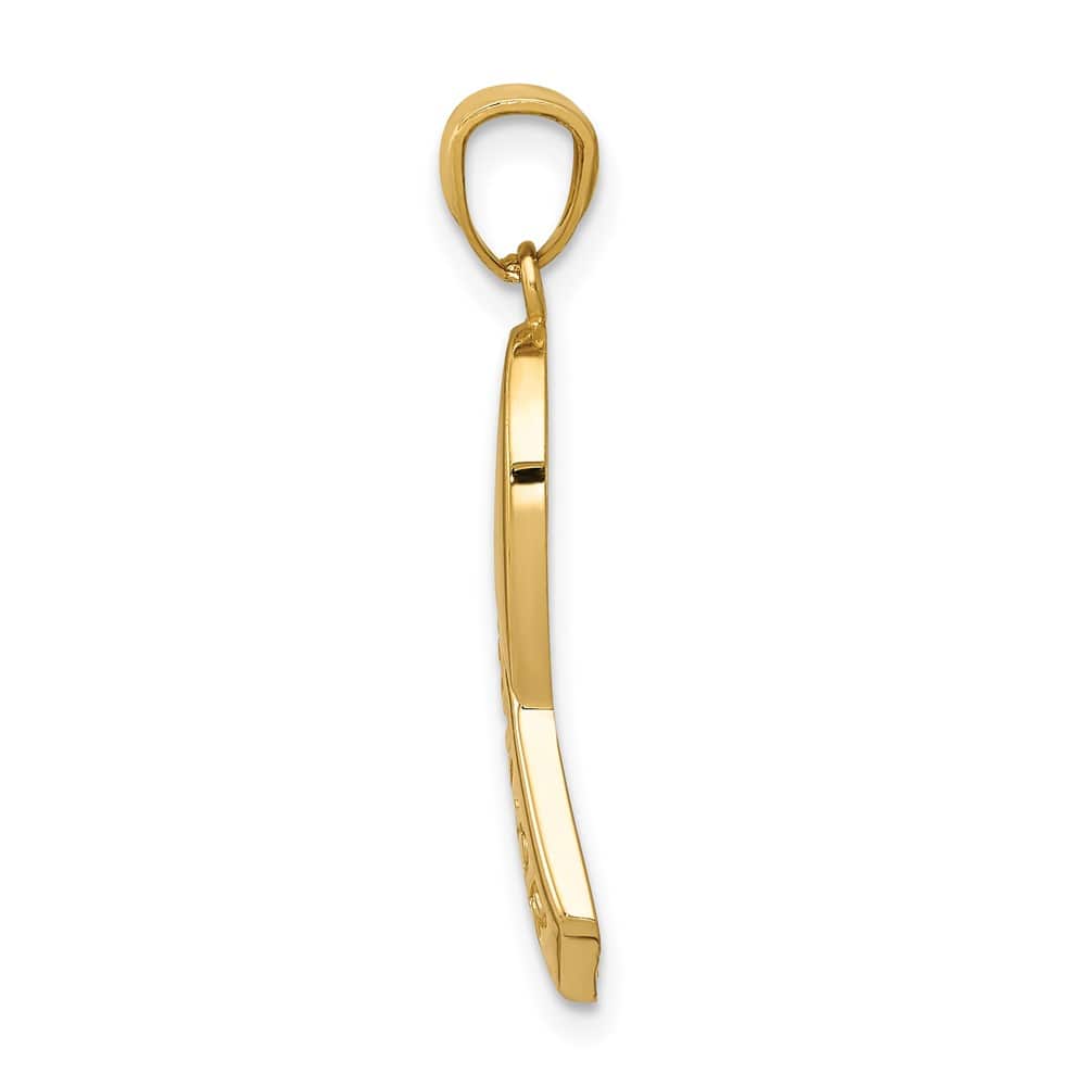 10K Yellow Gold Polished Extra Large Survivor Awareness Ribbon Pendant