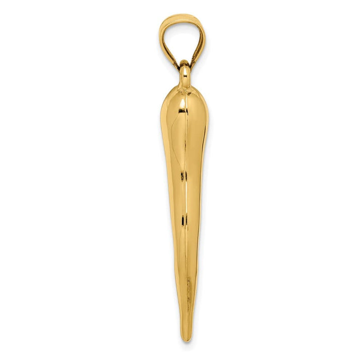 10K Yellow Gold Polished Extra Large X-Hollow 3-D Italian Horn Pendant