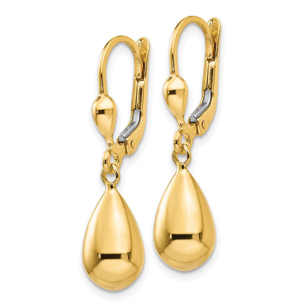 10k Yellow Gold Polished Fancy Teardrop Dangle Leverback Earrings
