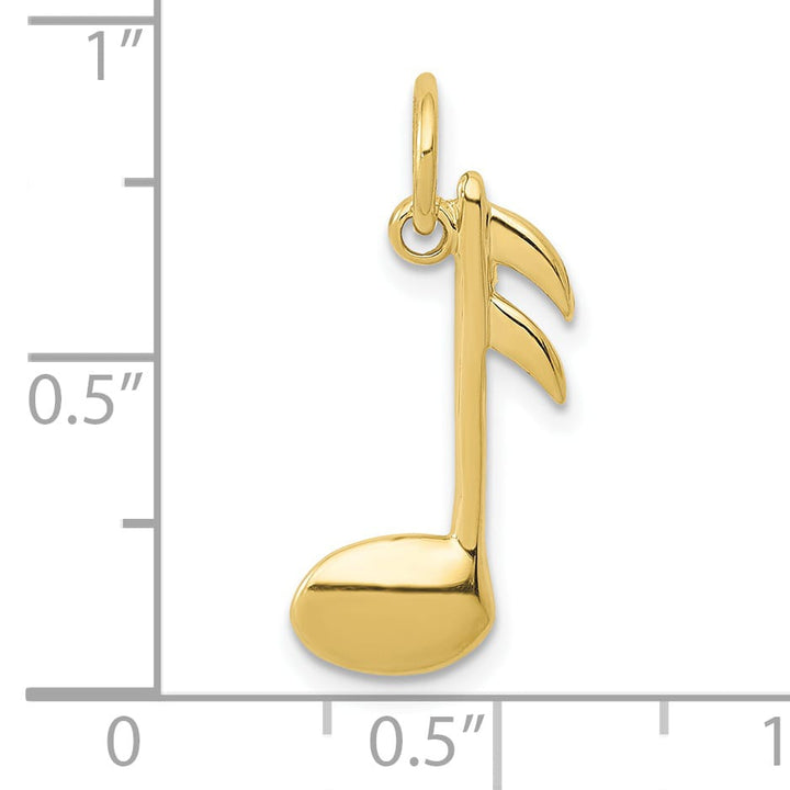 10K Yellow Gold Polished Flat-Backed Musical Note Charm