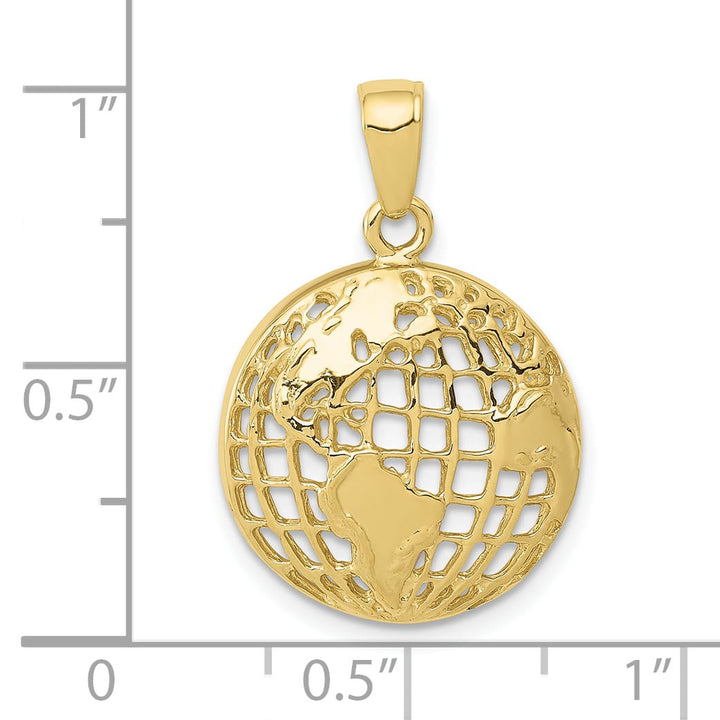 10K Yellow Gold Polished Globe Pendant, Large