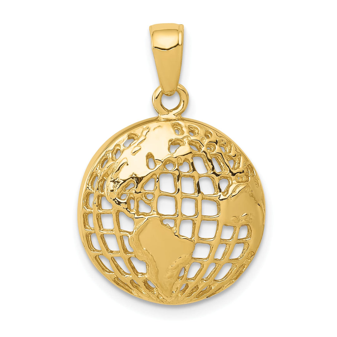 10K Yellow Gold Polished Globe Pendant, Large