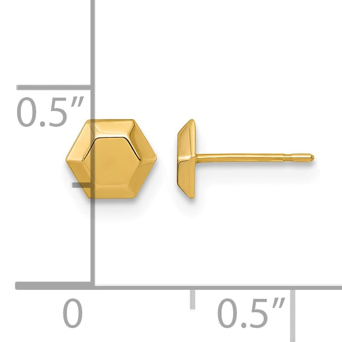 10k Yellow Gold Polished Hexagon Post Earrings