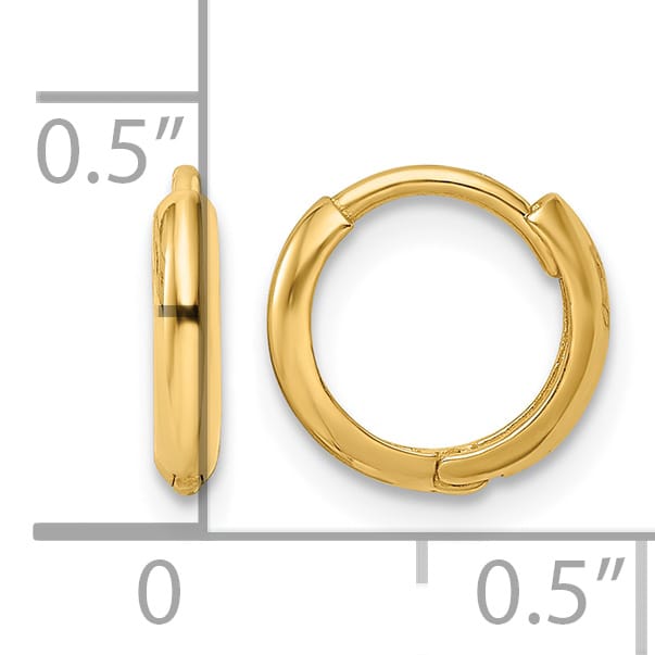 10k Yellow Gold Polished Hinged Hoop Earrings, 10mm