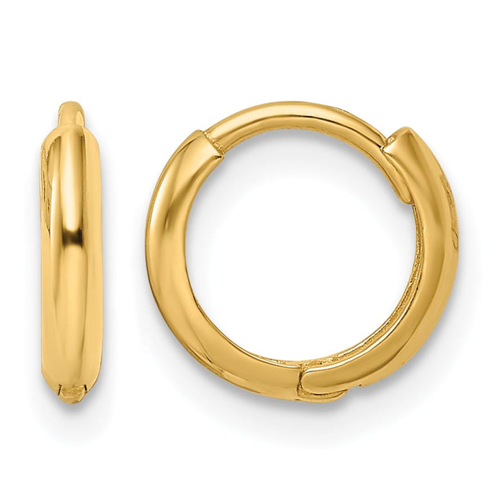 10k Yellow Gold Polished Hinged Hoop Earrings, 10mm
