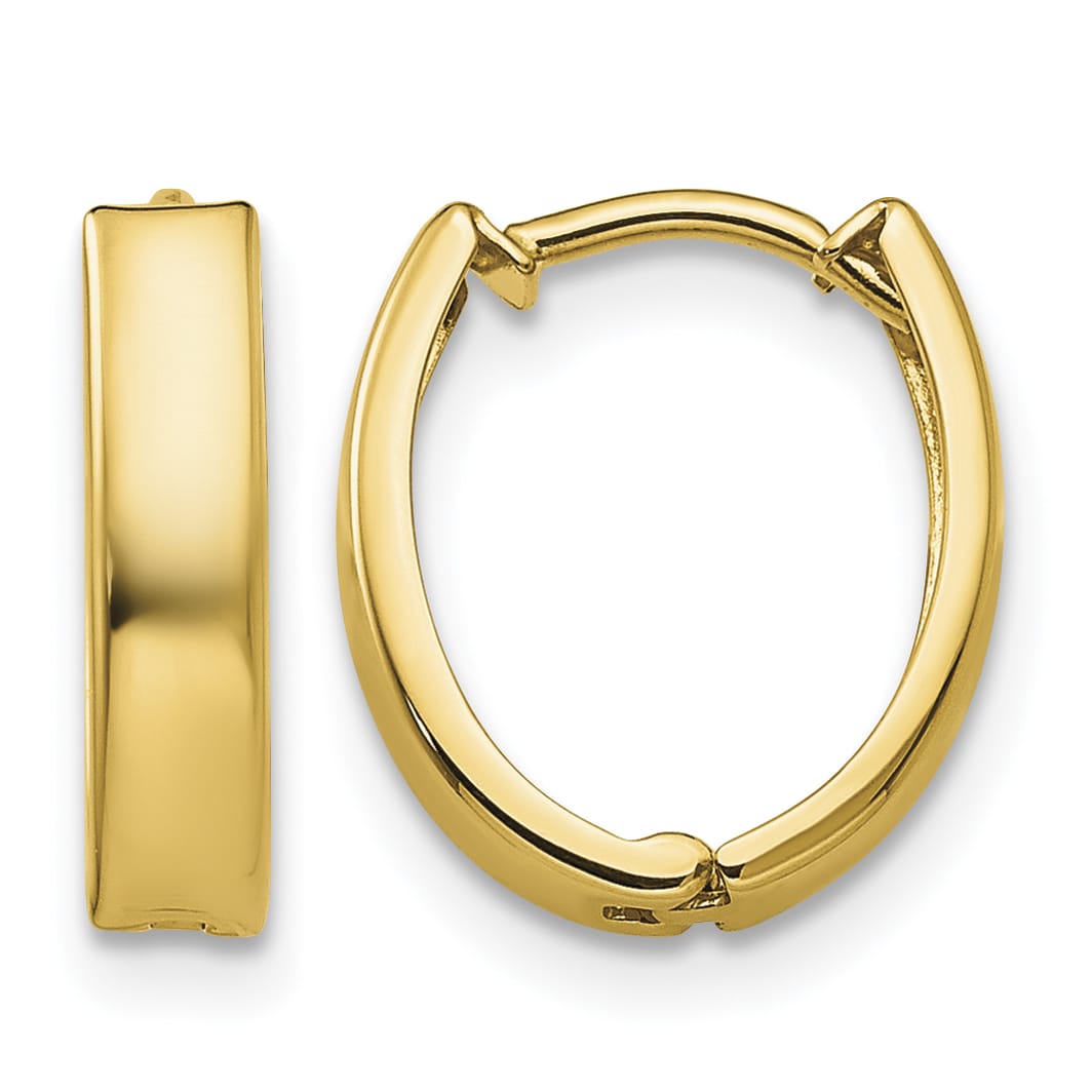10k Yellow Gold Polished Hinged Hoop Earrings, 13mm