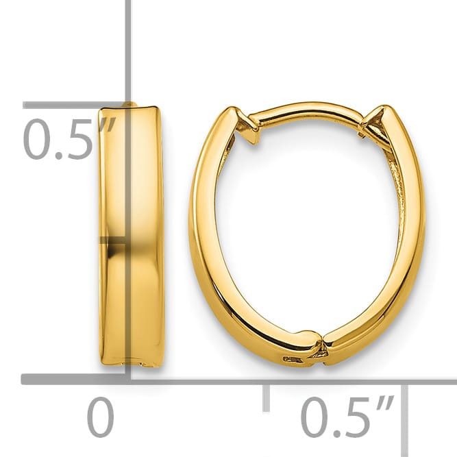 10k Yellow Gold Polished Hinged Hoop Earrings, 13mm