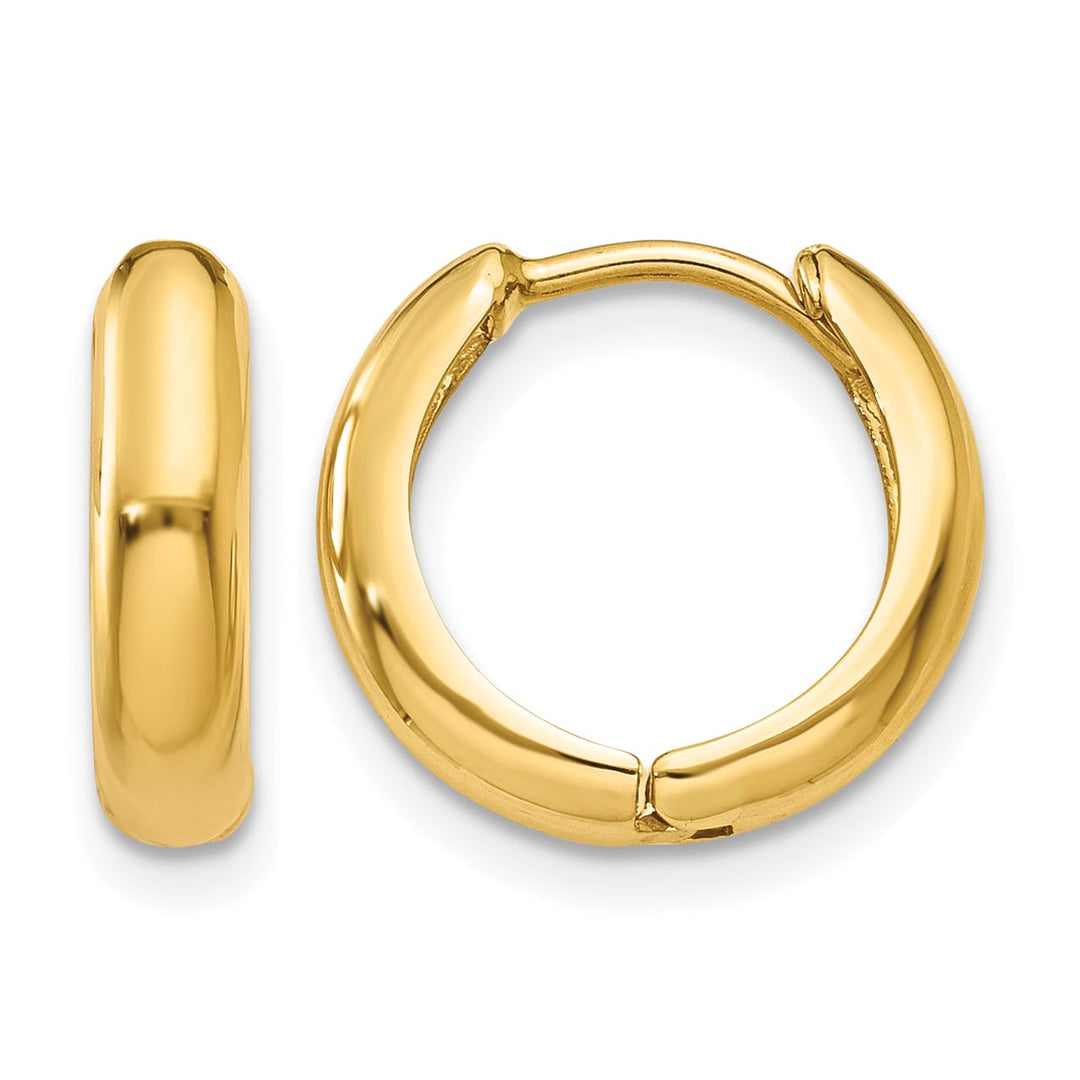 10k Yellow Gold Polished Hinged Hoop Earrings, 9mm