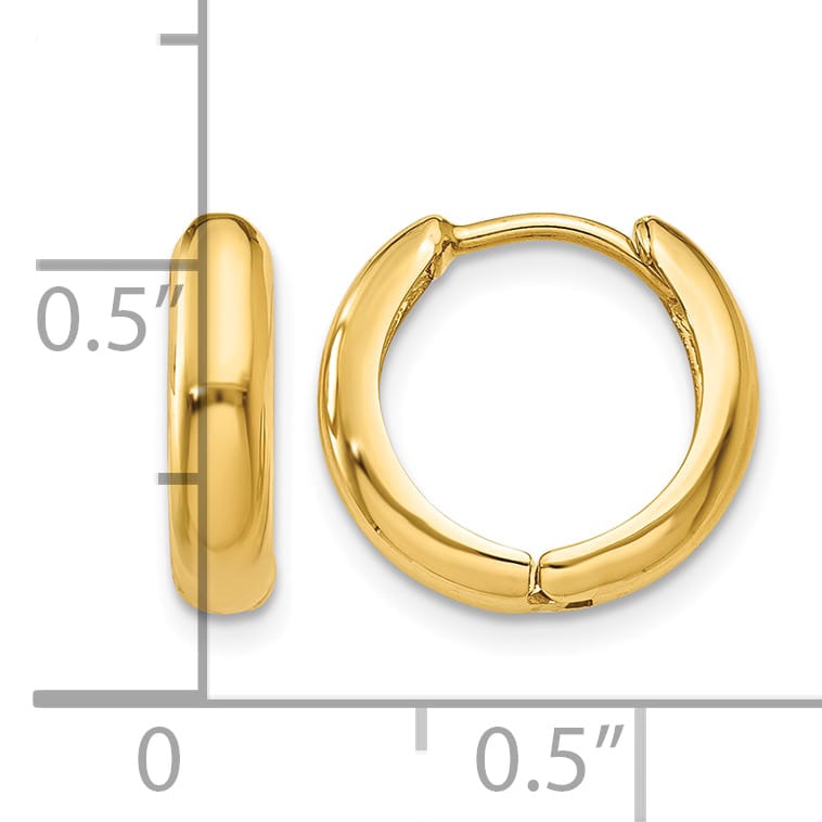 10k Yellow Gold Polished Hinged Hoop Earrings, 9mm