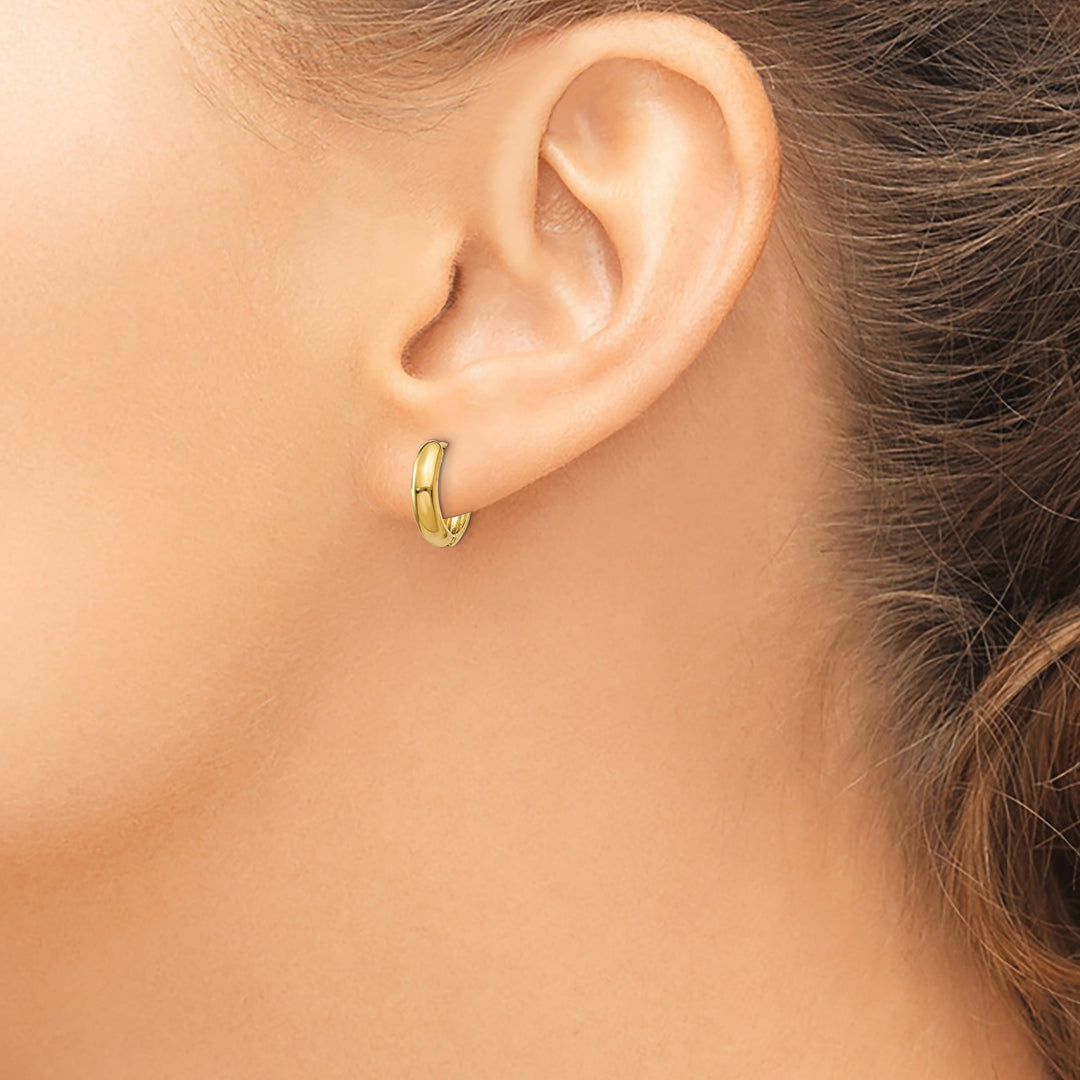 10k Yellow Gold Polished Hinged Hoop Earrings, 9mm