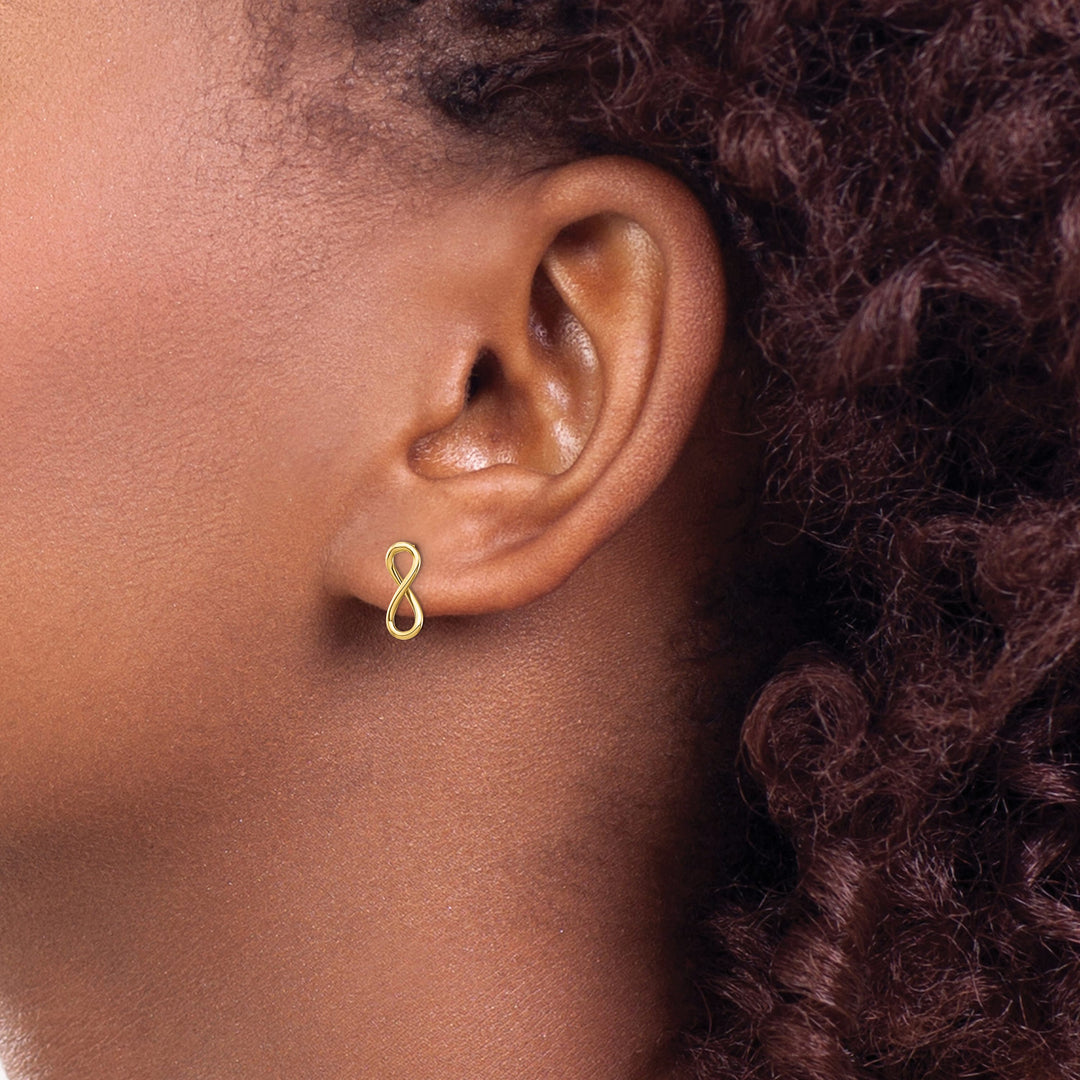 10k Yellow Gold Polished Infinity Post Earrings