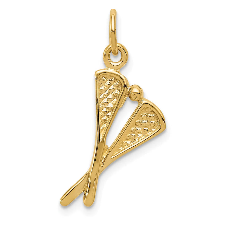 10K Yellow Gold Polished Lacrosse Sticks and Ball Charm