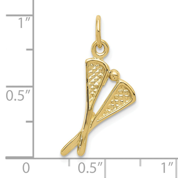 10K Yellow Gold Polished Lacrosse Sticks and Ball Charm