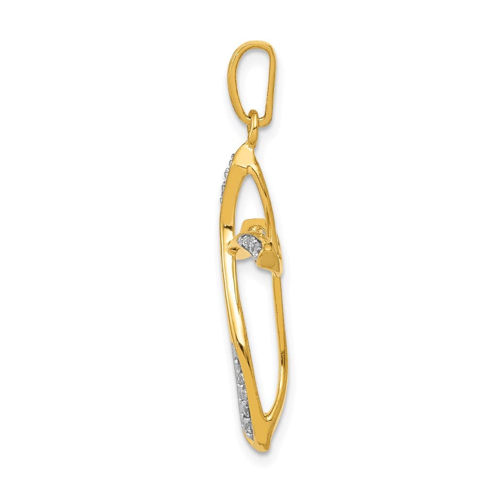 10K Yellow Gold Polished Large 1/10 ct Diamond Cross Pendant