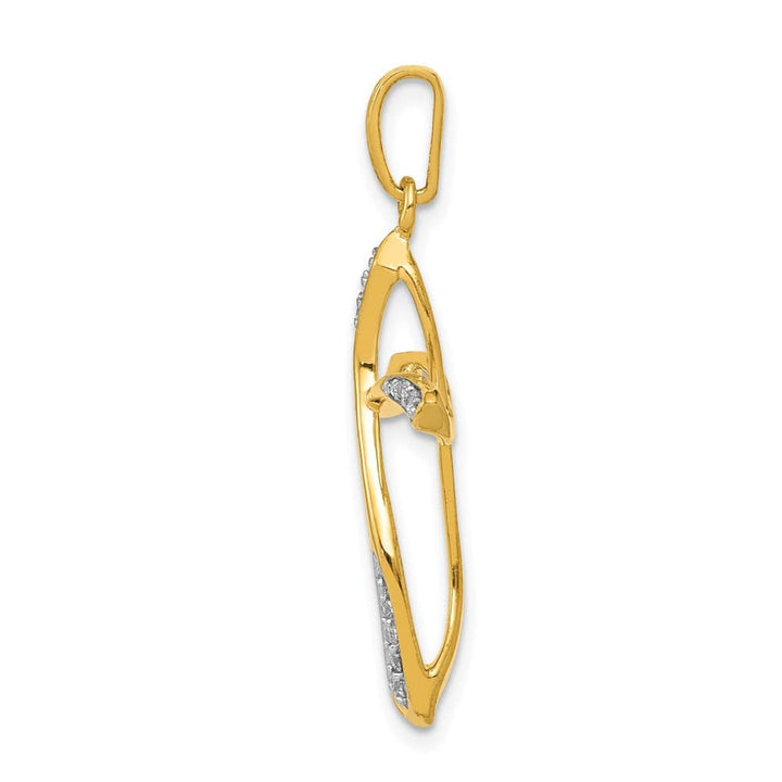 10K Yellow Gold Polished Large 1/10 ct Diamond Cross Pendant