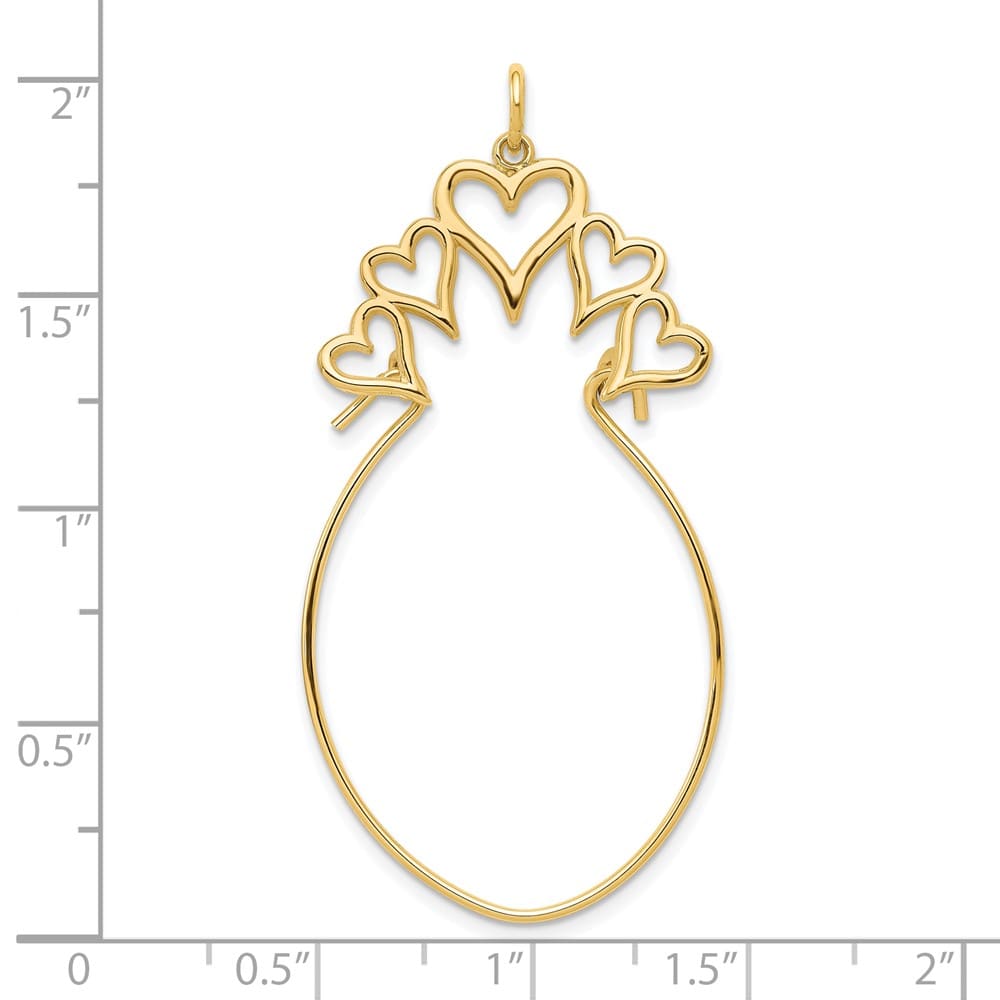 10K Yellow Gold Polished Large 5-Hearts Charm Holder
